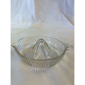 Vintage Clear Glass Citrus Juicer Reamer With Handle & Pour Spout